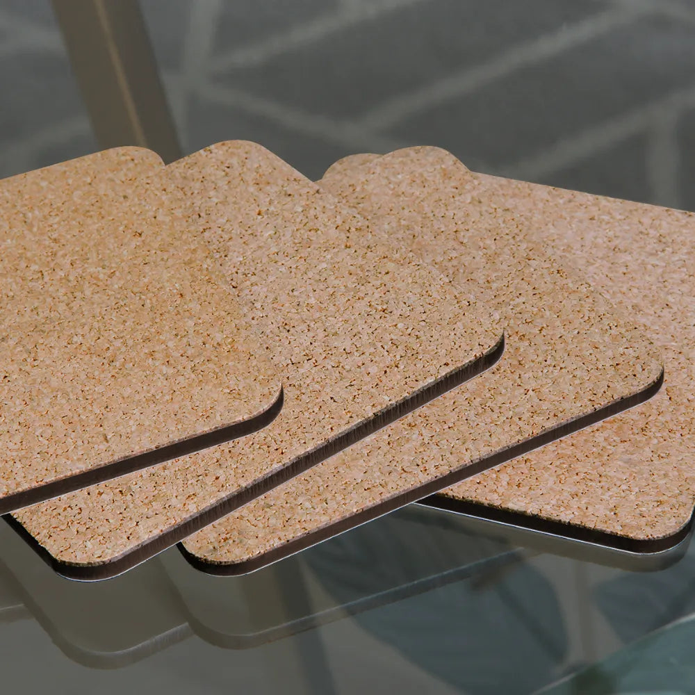 Personalisierte Untersetzer (4er-Set) mit sommerlichem Fliesenmuster - gelb wie Zitronen und blau auf weiß - Motiv austauschbar - 95 x 95 x 3 mm -