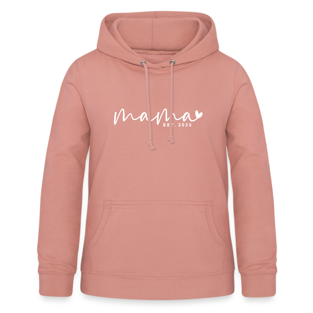 Personalisierter Frauen Hoodie mit eigenem Design bedrucken - hier mit Mama - est. 2025 - Sweater mit Spruch bedrucken - viele Farben und Größen - Altrosa