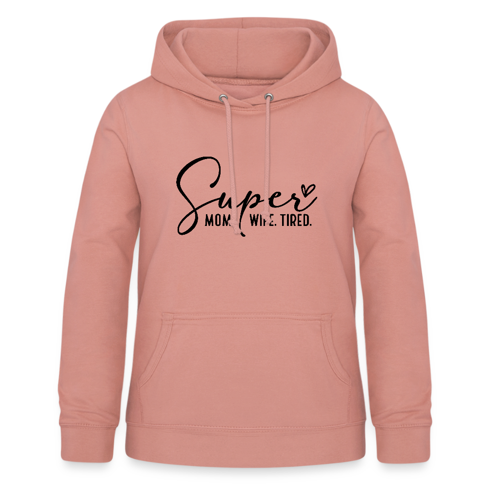 Personalisierter Frauen Hoodie mit Spruch "Super Mom" - perfekt für Muttertag oder Geburtstag - viele Farben und Größen - einfach anpassbar mit Text und Motiv - Altrosa