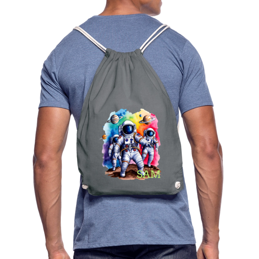 Personalisierter Turnbeutel mit Astronauten und Name - Weltall Beutel für Kinder und Erwachsene - Text und Motiv easy änderbar -