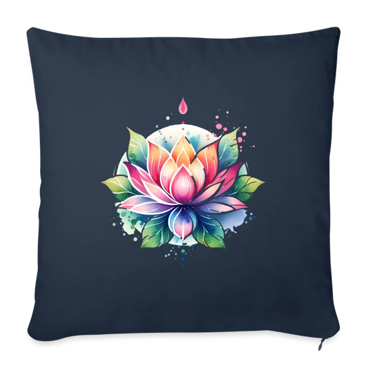 Personalisiertes Sofakissen mit Füllung - bunte Lotusblume - 44 x 44 cm - Motiv veränderbar - viele verschiedene Polsterfarben - Navy One size