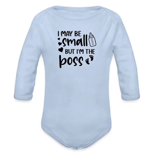 Personalisierter Unisex Baby Bio-Langarm-Body - 100% Bio Baumwolle - bis Größe 80 bzw. 12 Monate - in vielen Farben und Größen - Bild, Motiv und Text sind individualisierbar - Sky