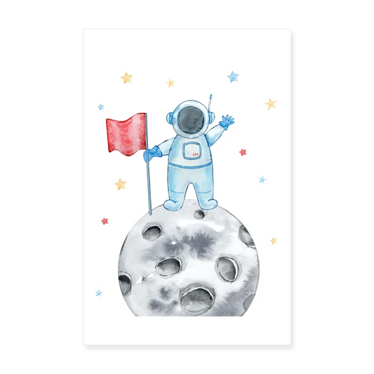 Personalisiertes Poster mit Mann auf dem Mond für Jungen - für 3-er Set - 20x30 cm - Motiv, Bild, Text und Produkt einfach adaptierbar - Weiß One size