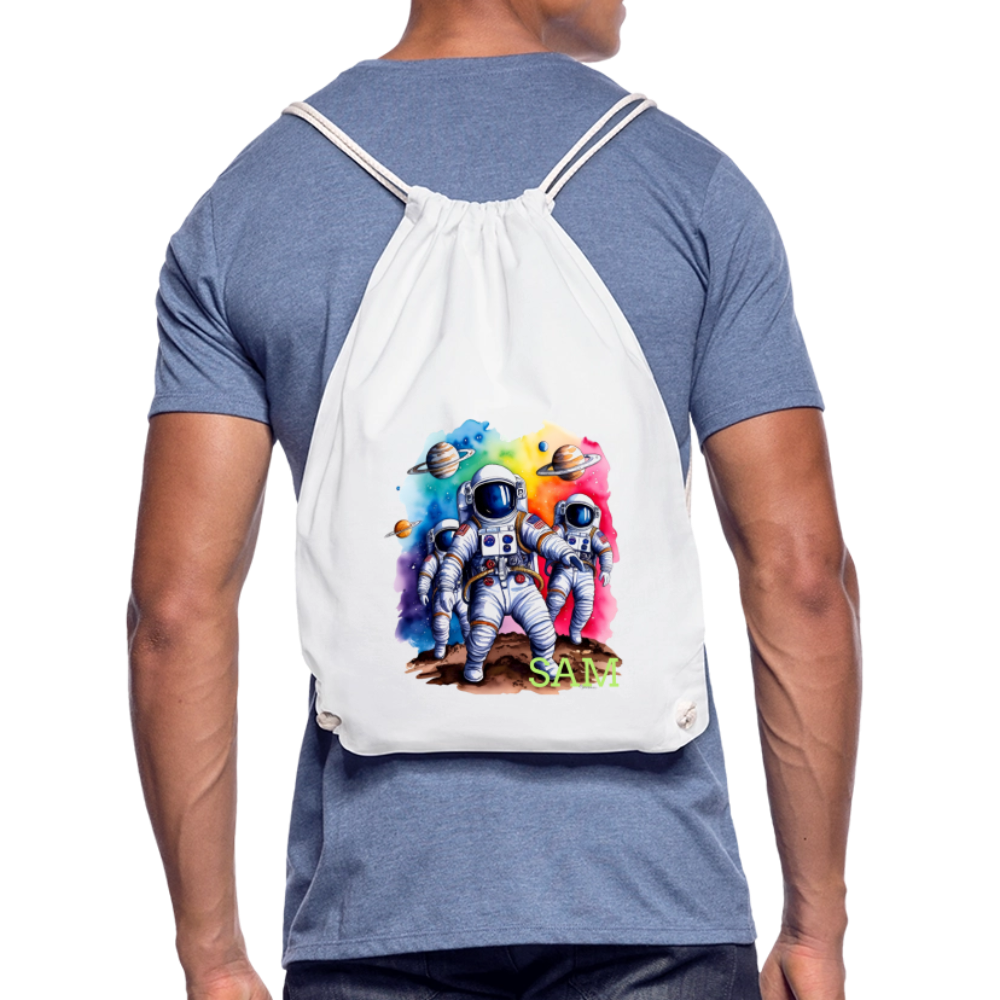 Personalisierter Turnbeutel mit Astronauten und Name - Weltall Beutel für Kinder und Erwachsene - Text und Motiv easy änderbar -
