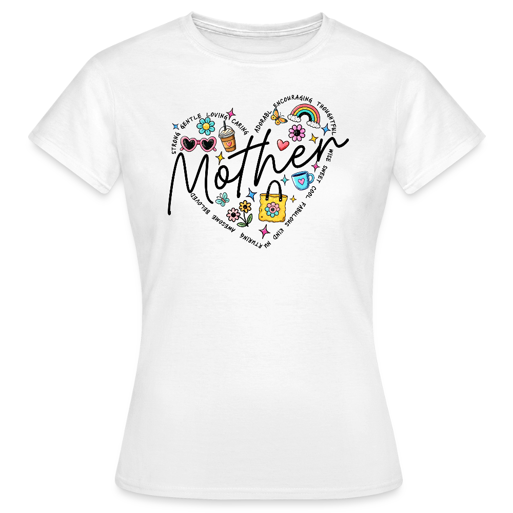 Personalisiertes Frauen T-Shirt mit Herz und Mother - lustiges Shirt zum Muttertag - viele Farben und Größen - Motiv easy anpassbar - Weiß