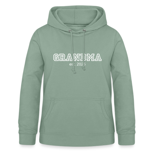 Personalisierter Frauen Hoodie mit angerauter Innenseite - Grandma est. - Produkt, Text und Motiv easy änderbar - Graugrün