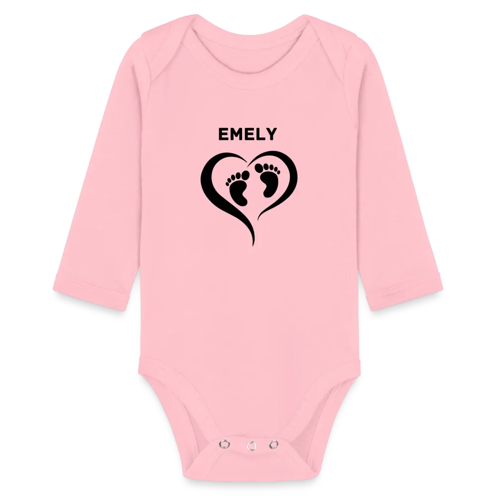 Personalisierter Unisex Baby Bio-Langarm-Body mit änderbarem Namen - 100% Bio Baumwolle - bis Größe 80 bzw. 12 Monate - in vielen Farben und Größen - Bild, Motiv und Text sind individualisierbar -