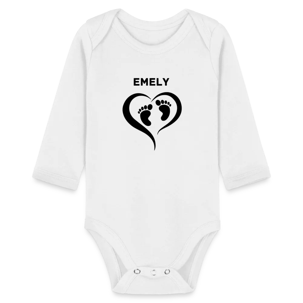 Personalisierter Unisex Baby Bio-Langarm-Body mit änderbarem Namen - 100% Bio Baumwolle - bis Größe 80 bzw. 12 Monate - in vielen Farben und Größen - Bild, Motiv und Text sind individualisierbar -
