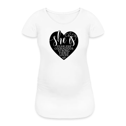 Personalisiertes weißes Schwangerschafts-T-Shirt für Frauen mit Spruch - Print Shirts für werdende Mama - Motiv und Text individualisierbar - auch in großen Größen für jede Mutter - Weiß