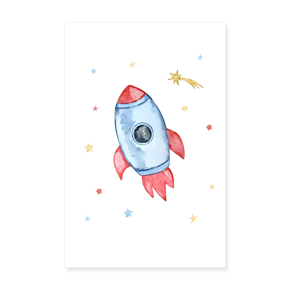 Personalisiertes Poster mit Rakete und Sterne für Jungen - für 3-er Set - 20x30 cm - Motiv, Bild, Text und Produkt einfach adaptierbar - Weiß One size