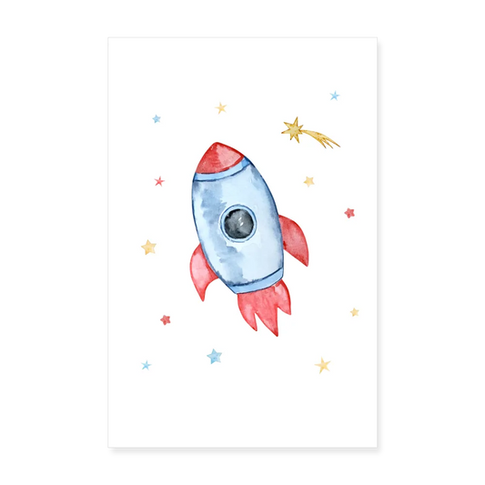 Personalisiertes Poster mit Rakete und Sterne für Jungen - für 3-er Set - 20x30 cm - Motiv, Bild, Text und Produkt einfach adaptierbar - Weiß One size