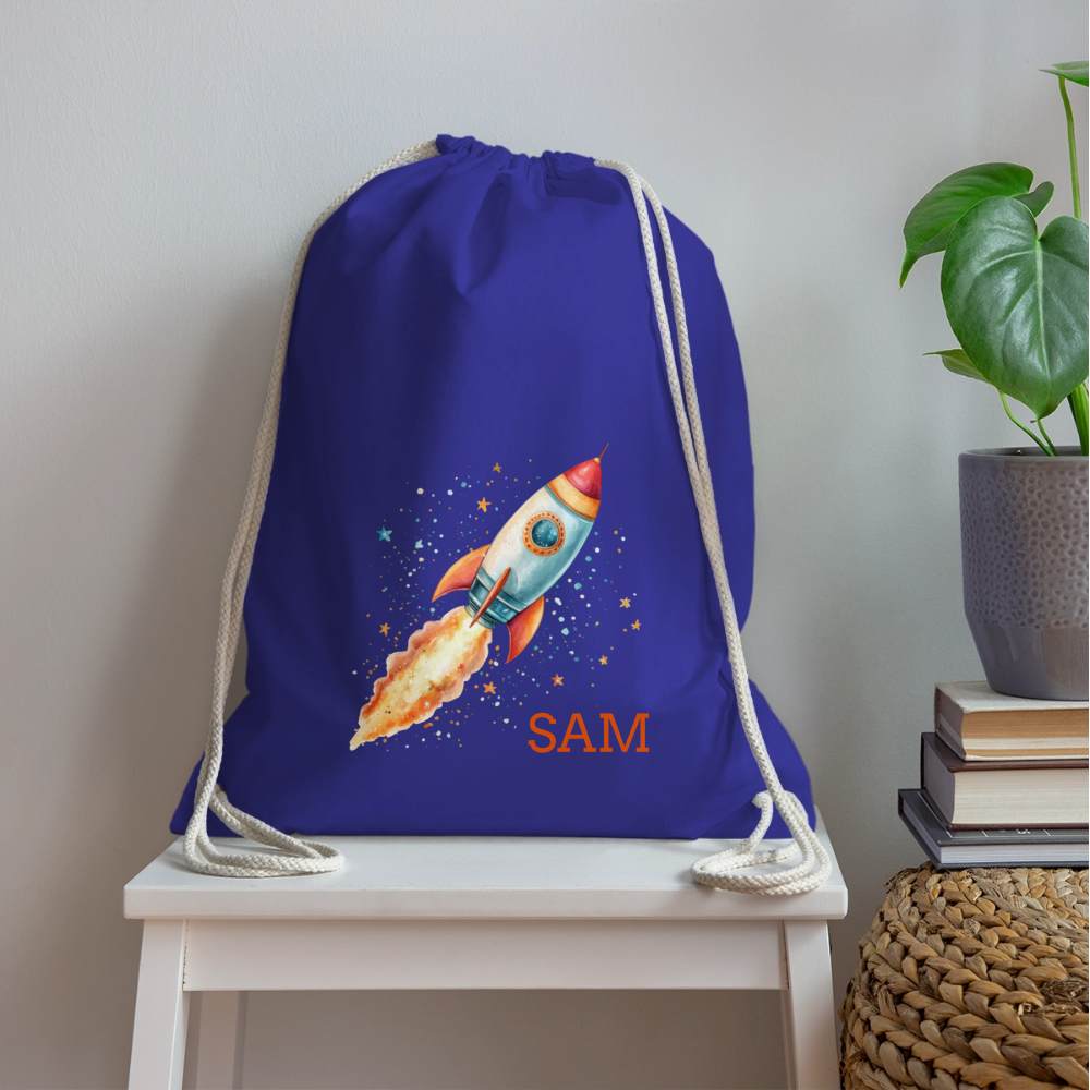 Personalisierte Turnbeutel mit Rakete und Name - Motiv und Text easy änderbar -