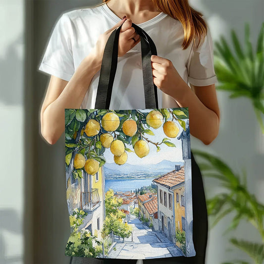 happy-prints.eu - Sommerliche maritime Umhängetasche mit Zitronen und Ausblick aufs Meer - Schultertasche aus Polyester