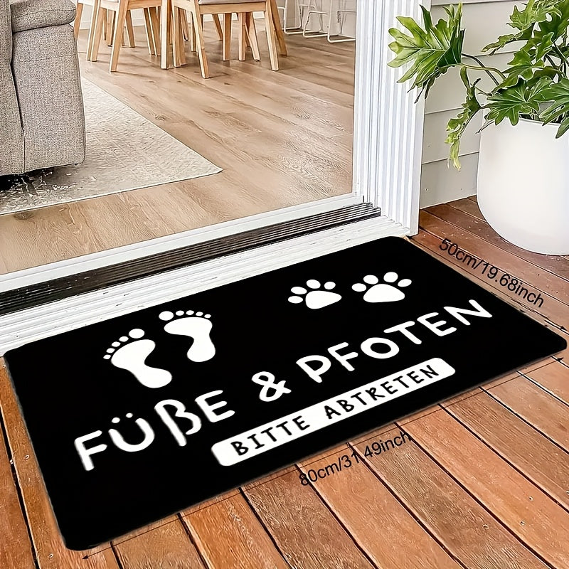 Hübsche Willkommens-Fußmatte mit Pfoten- und Fußabdruck - ein tolles Geschenk für Tierfreunde in drei Größen - 50 x 80 cm