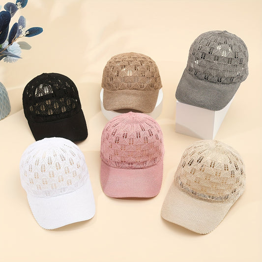 Stylische Mesh-Baseballkappe für Damen – Luftiges Design mit Jacquard-Strick, Atmungsaktiv & Verstellbar, 6 Farben