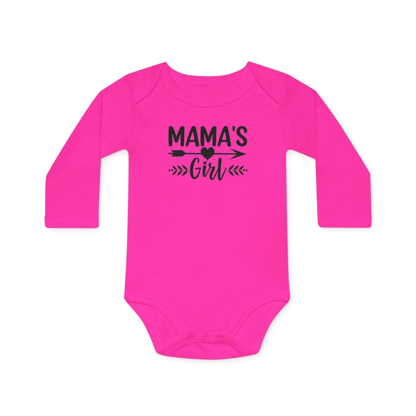 Langarm Baby und Kinder Bio Body mit Spruch "Mama´s Girl" - Unisex Bodysuit mit Aufdruck für Neugeborene und Kleinkinder - 100% Bio Baumwolle, 200 g/m², bis 18 Monate bzw. 86cm - mehrere Farben und Größen - Fuchsia