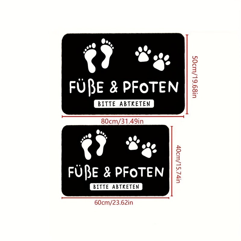 Hübsche Willkommens-Fußmatte mit Pfoten- und Fußabdruck - ein tolles Geschenk für Tierfreunde in drei Größen -