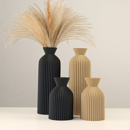 1 Stück Boho-Chic Kunststoffvase in Schwarz oder Braun, leicht & dekorativ für Einzelblumen, Tisch & Regal, 24,8 × 8,5 cm / 13,97 × 8,5 cm - Solo Bloom