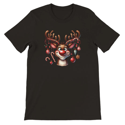 Unisex Kurzarm T-Shirt mit Print mit Rentier - Weihnachten und Winter - leicht tailliert – viele Farben und große Größen für Damen und Herren -