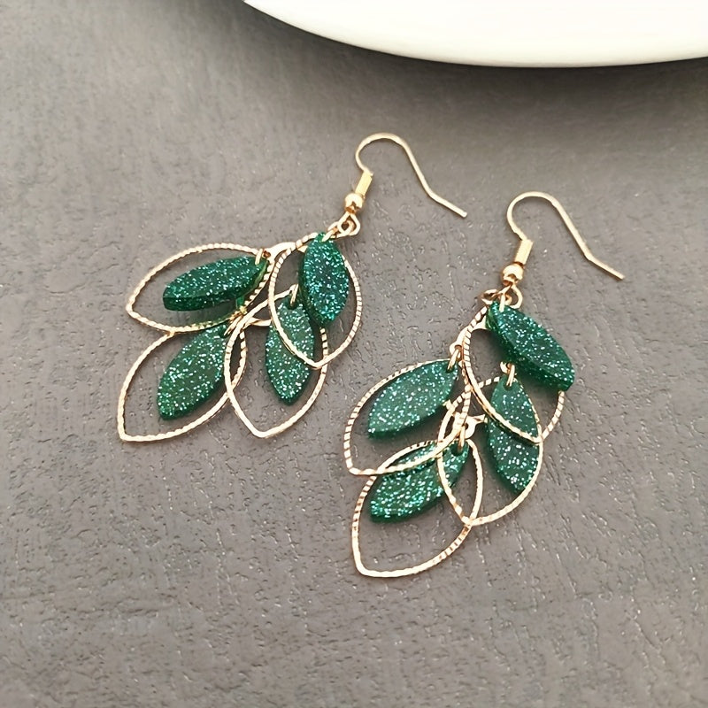 Elegante Damen Blatt-Ohrringe – Vintage Boho Hängeohrringe - in 7 wunderschönen Farbtönen - ca. 6cm lang - ideal für Alltag & Festtage