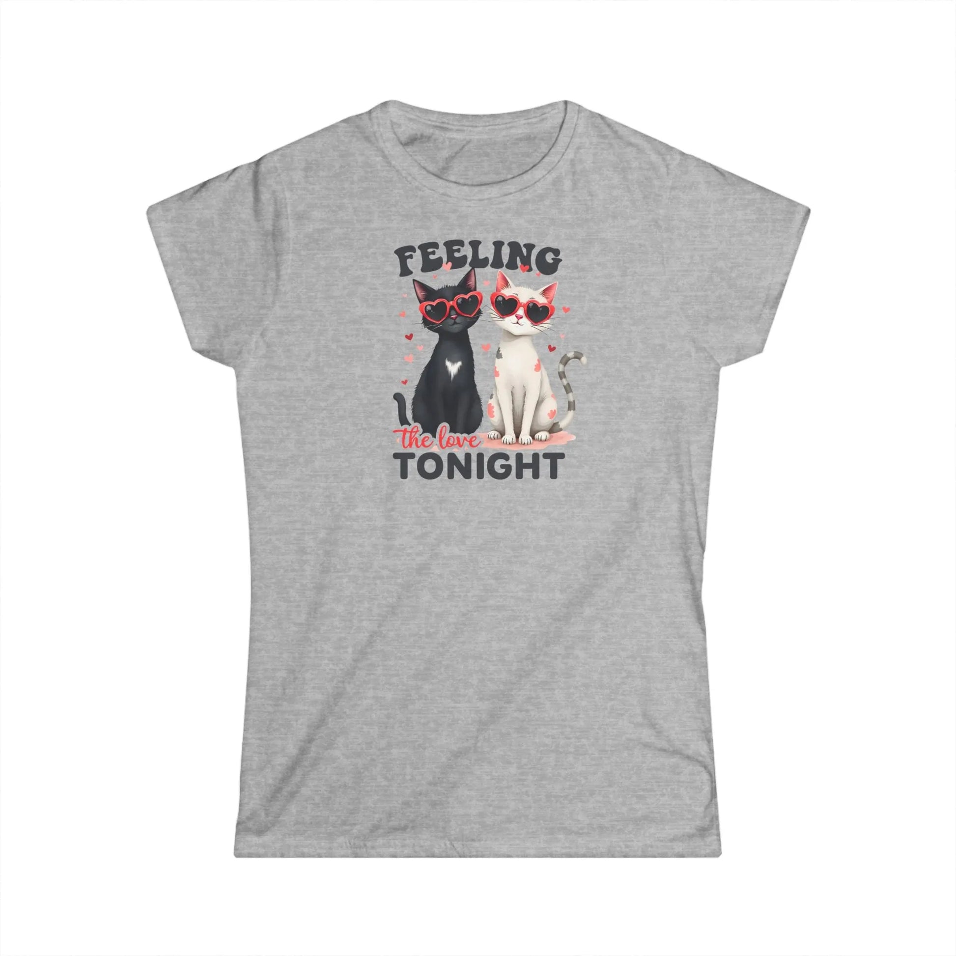 Tailliertes Damen Kurzarm T-Shirt mit Aufdruck – Frauen Shirt mit Katzen zum Valentinstag - 100% Baumwolle - 153 g/m² - auch in großen Größen – in vielen Farben - Sport Grey