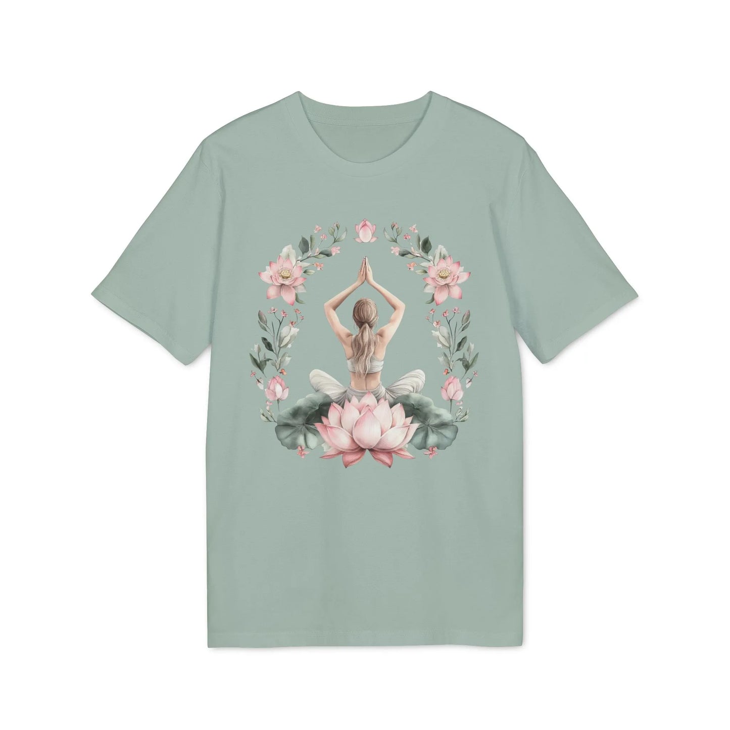 Unisex Yoga T-Shirt mit Aufdruck für Damen und Herren - kurzarm, 100% Bio Baumwolle, 180 g/m², in großen Größen, weiß und weitere Farben - Aloe