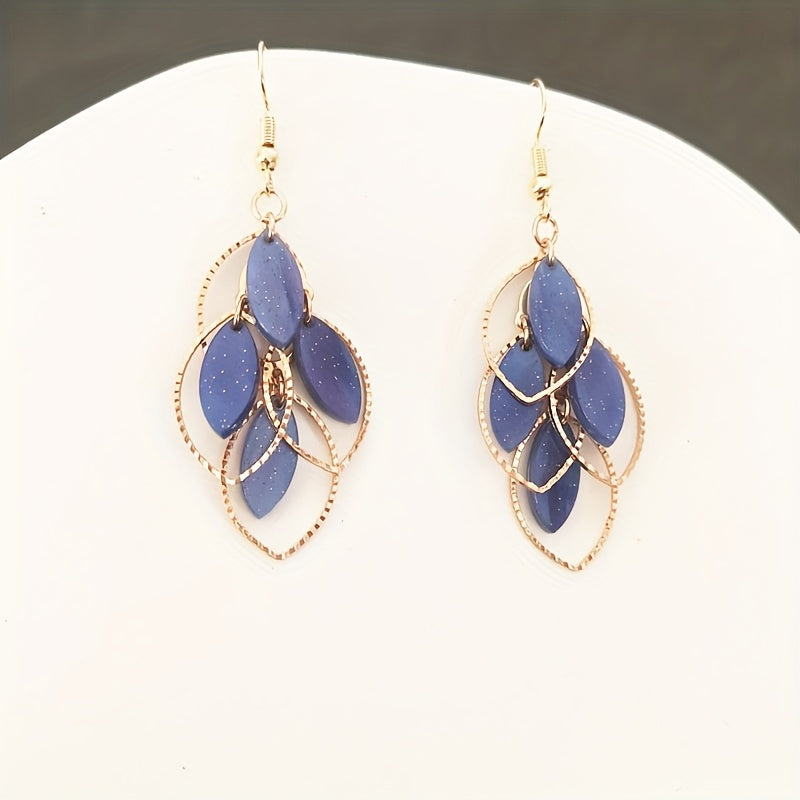 Elegante Damen Blatt-Ohrringe – Vintage Boho Hängeohrringe - in 7 wunderschönen Farbtönen - ca. 6cm lang - ideal für Alltag & Festtage