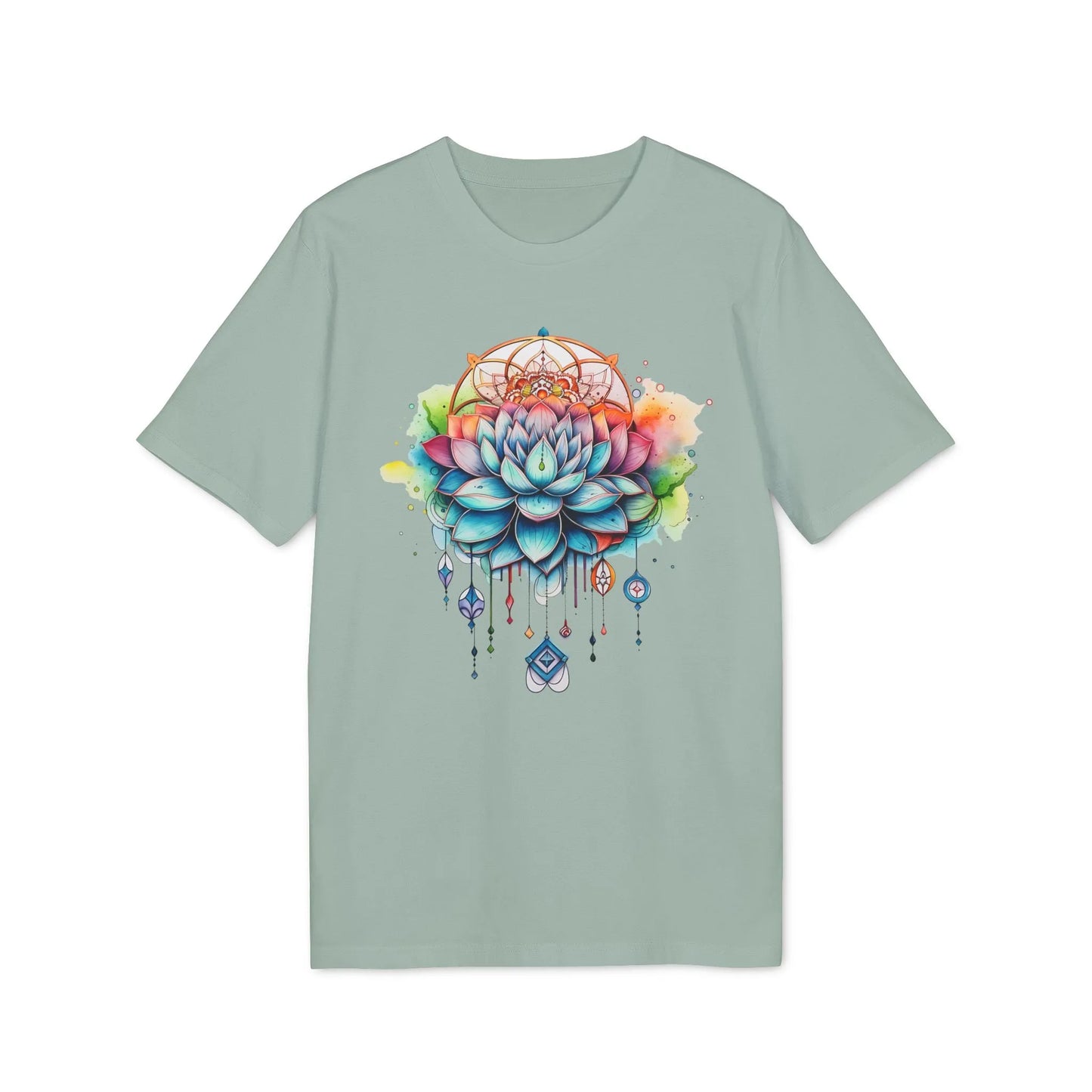 Unisex Yoga T-Shirt mit Aufdruck für Damen und Herren - kurzarm, 100% Bio Baumwolle, 180 g/m², in großen Größen, weiß und weitere Farben - Aloe