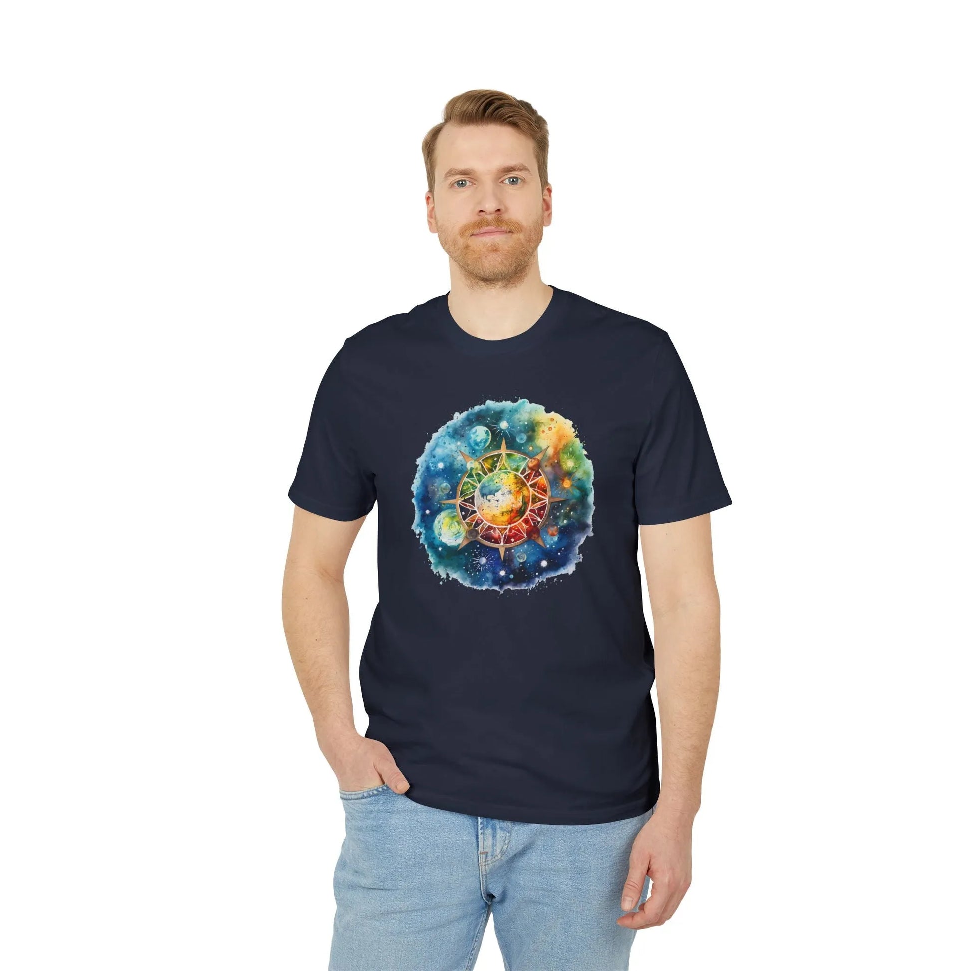 Unisex Yoga T-Shirt mit Aufdruck für Damen und Herren - kurzarm, 100% Bio Baumwolle, 180 g/m², sportlich, in großen Größen, viele Farben -