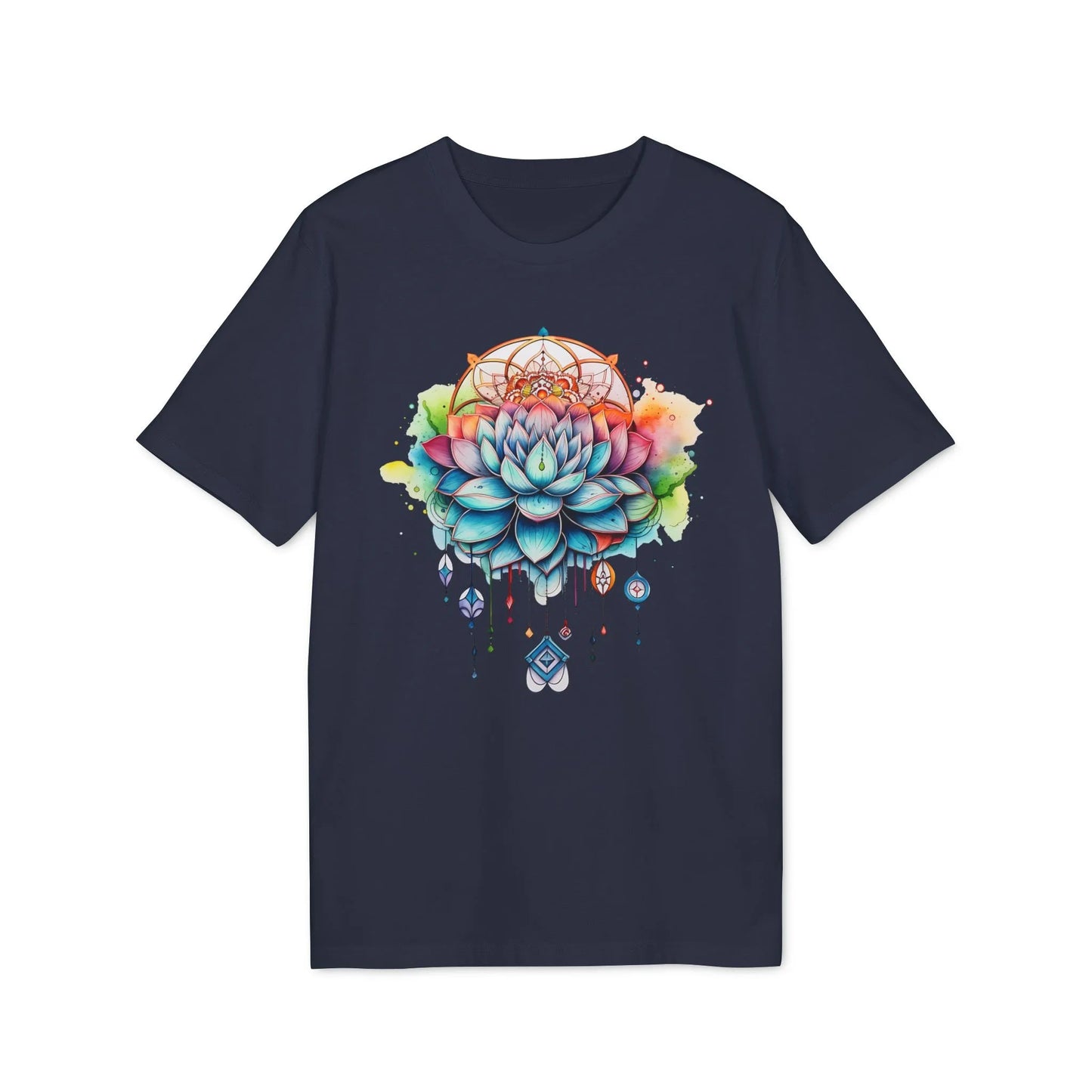 Unisex Yoga T-Shirt mit Aufdruck für Damen und Herren - kurzarm, 100% Bio Baumwolle, 180 g/m², in großen Größen, weiß und weitere Farben - French Navy