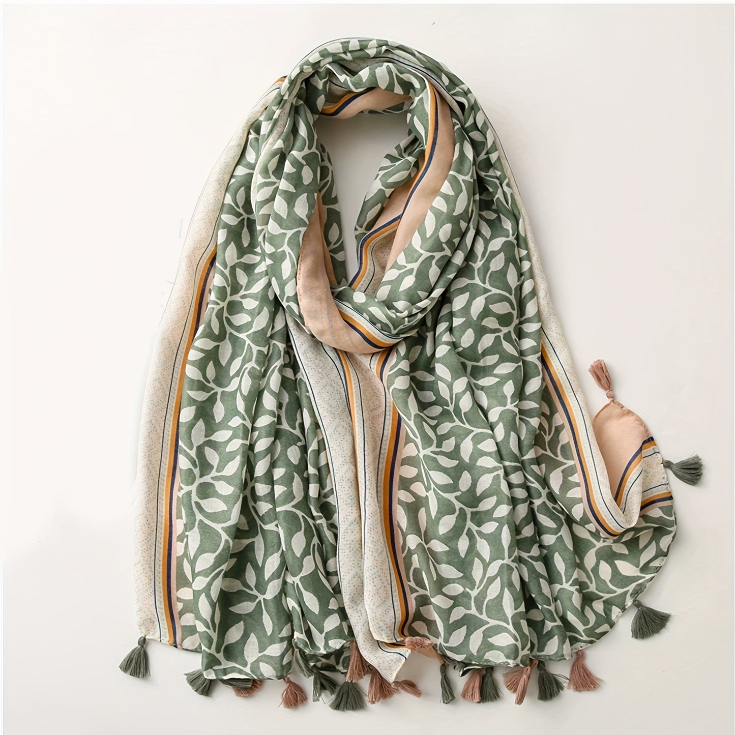 1 Stück 180x90cm Modischer Fransenschal „Summer Breeze“ – Großer Damen-Schal in verschiedenen zarten Farben & Print - 100 % Polyester