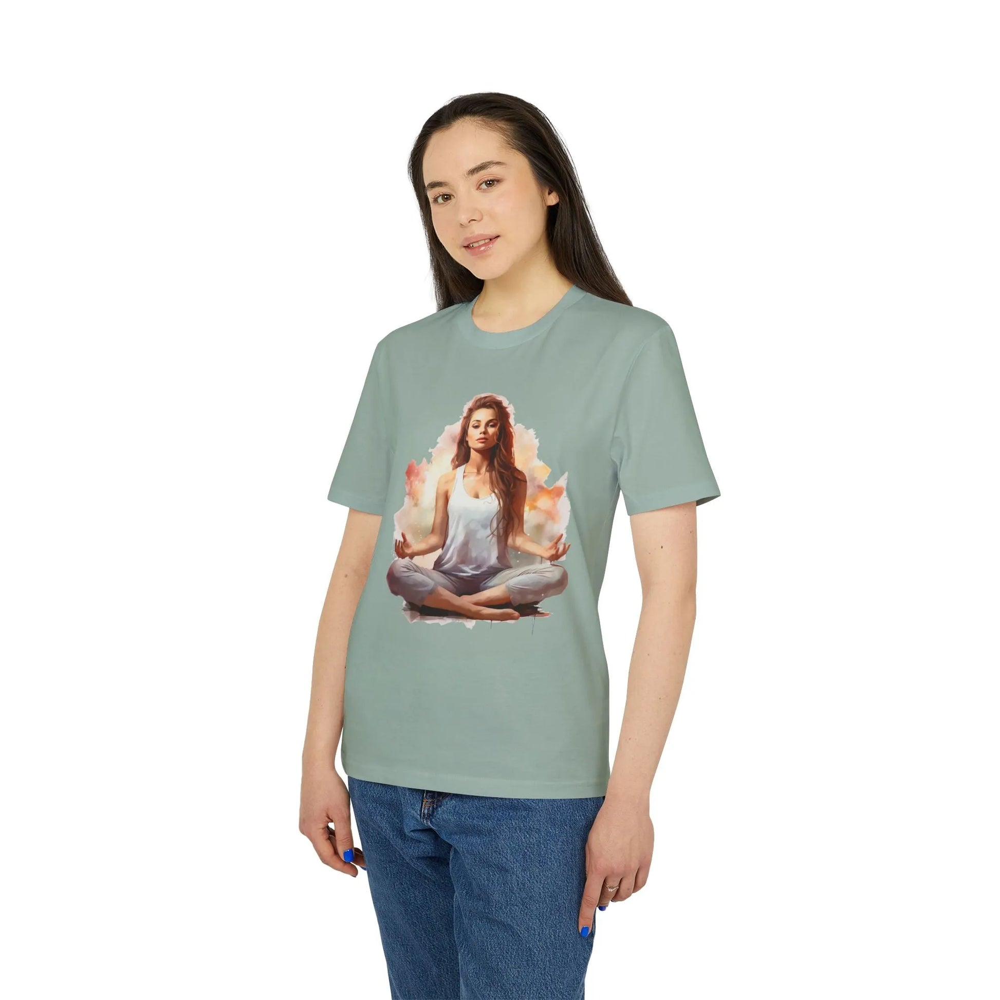Unisex Yoga T-Shirt mit Aufdruck für Damen und Herren - kurzarm, 100% Bio Baumwolle, 180 g/m², in großen Größen und vielen Farben -