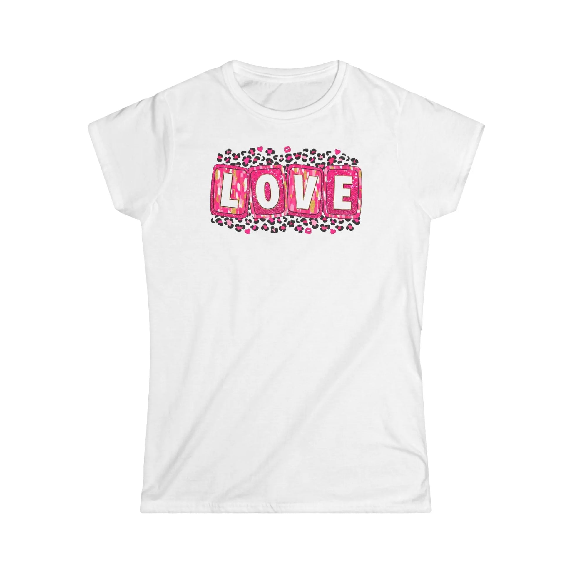 Tailliertes Damen Kurzarm T-Shirt mit Love zum Valentinstag - 100% Baumwolle - 153 g/m² - auch in großen Größen - in vielen Farben - White