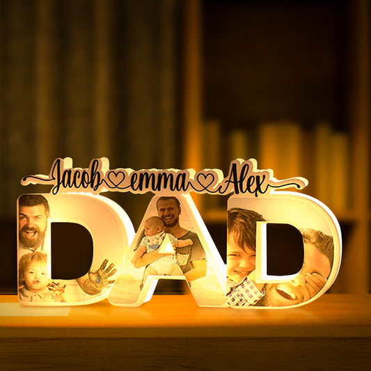 Personalisierte Dad-Foto-Lampe mit eigene Fotos und Namen - für Vatertag, Geburtstag und mehr -