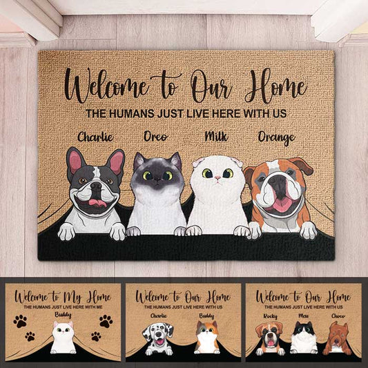 Personalisierte Fußmatte mit lustigem Spruch, Hunde und Katzen – Tiere, Motive, Name und Text ganz leicht änderbar -