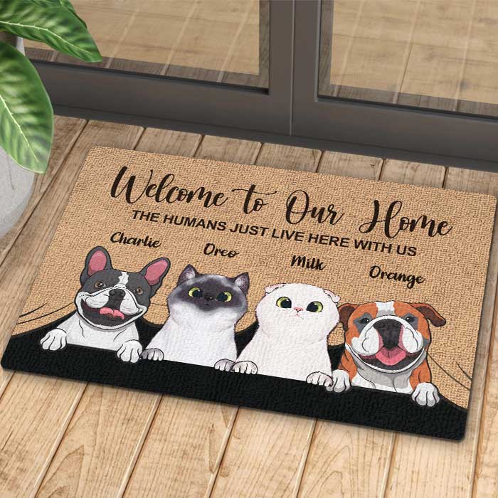 Personalisierte Fußmatte mit lustigem Spruch, Hunde und Katzen – Tiere, Motive, Name und Text ganz leicht änderbar -