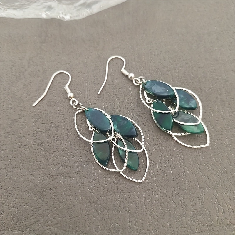 Elegante Damen Blatt-Ohrringe – Vintage Boho Hängeohrringe - in 7 wunderschönen Farbtönen - ca. 6cm lang - ideal für Alltag & Festtage