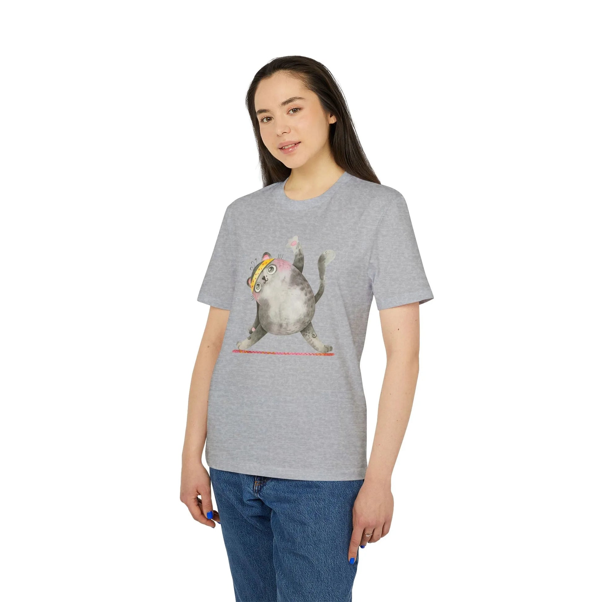 Unisex Yoga T-Shirt mit Aufdruck für Damen und Herren - kurzarm, 100% Bio Baumwolle, 180 g/m², in großen Größen, weiß und weitere Farben -