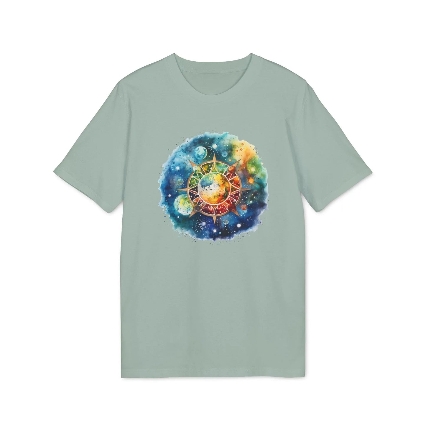Unisex Yoga T-Shirt mit Aufdruck für Damen und Herren - kurzarm, 100% Bio Baumwolle, 180 g/m², sportlich, in großen Größen, viele Farben - Aloe