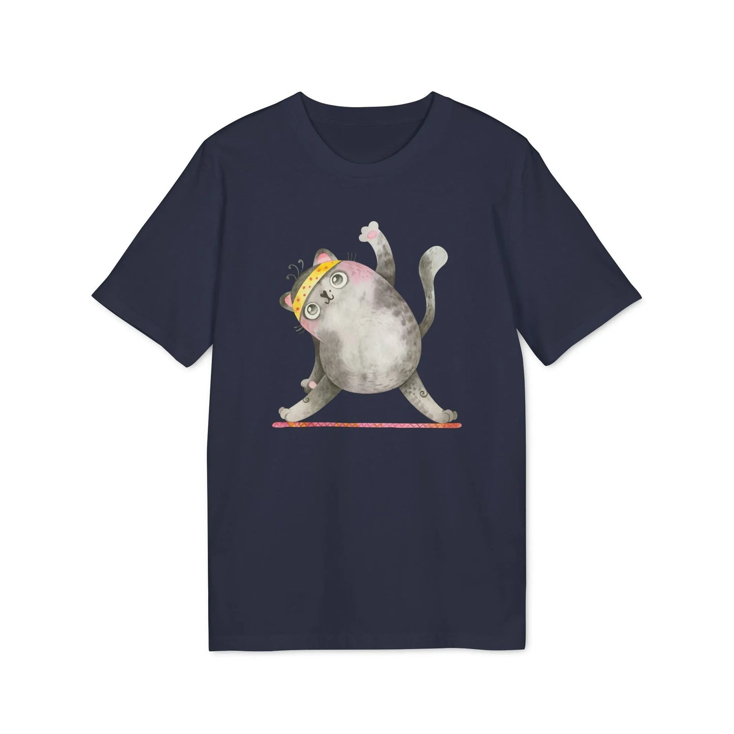 Unisex Yoga T-Shirt mit Aufdruck für Damen und Herren - kurzarm, 100% Bio Baumwolle, 180 g/m², in großen Größen, weiß und weitere Farben - French Navy