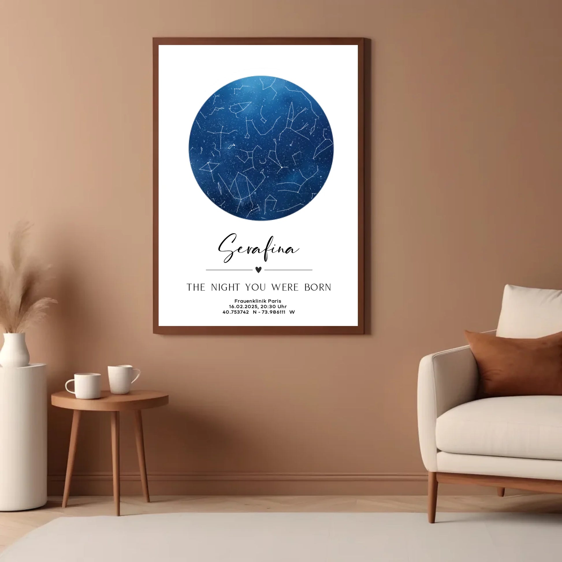 Personalisierte Sternenkarte auf weiß - minimalistisches Design -