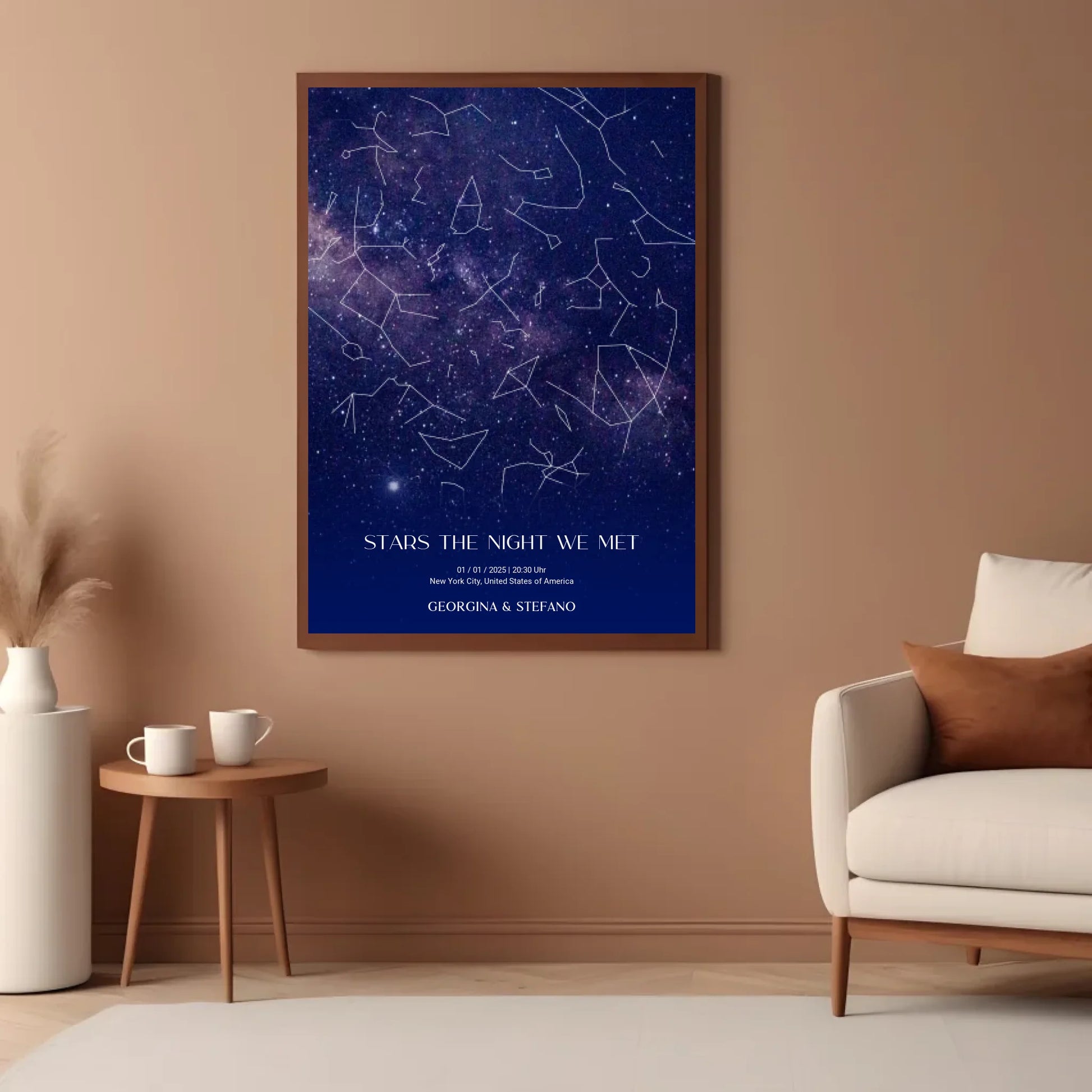 Sternenkarte im Allover Print mit lila, blau und weiß -