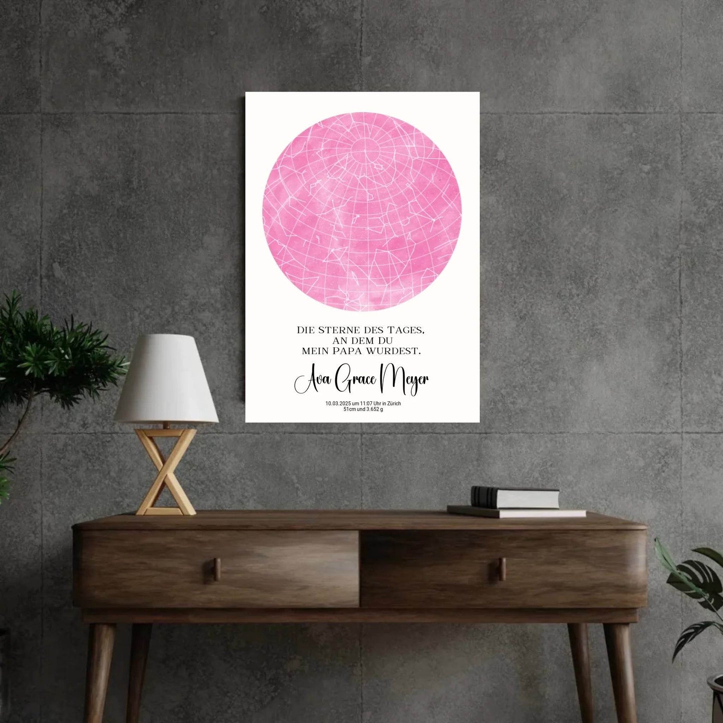 happy-prints.eu - Personalisierte Sternenkarte zur Geburt auf hellem beige - Sterne an dem Tag, als Du mein Papa wurdest - 30 Farben zur Wahl