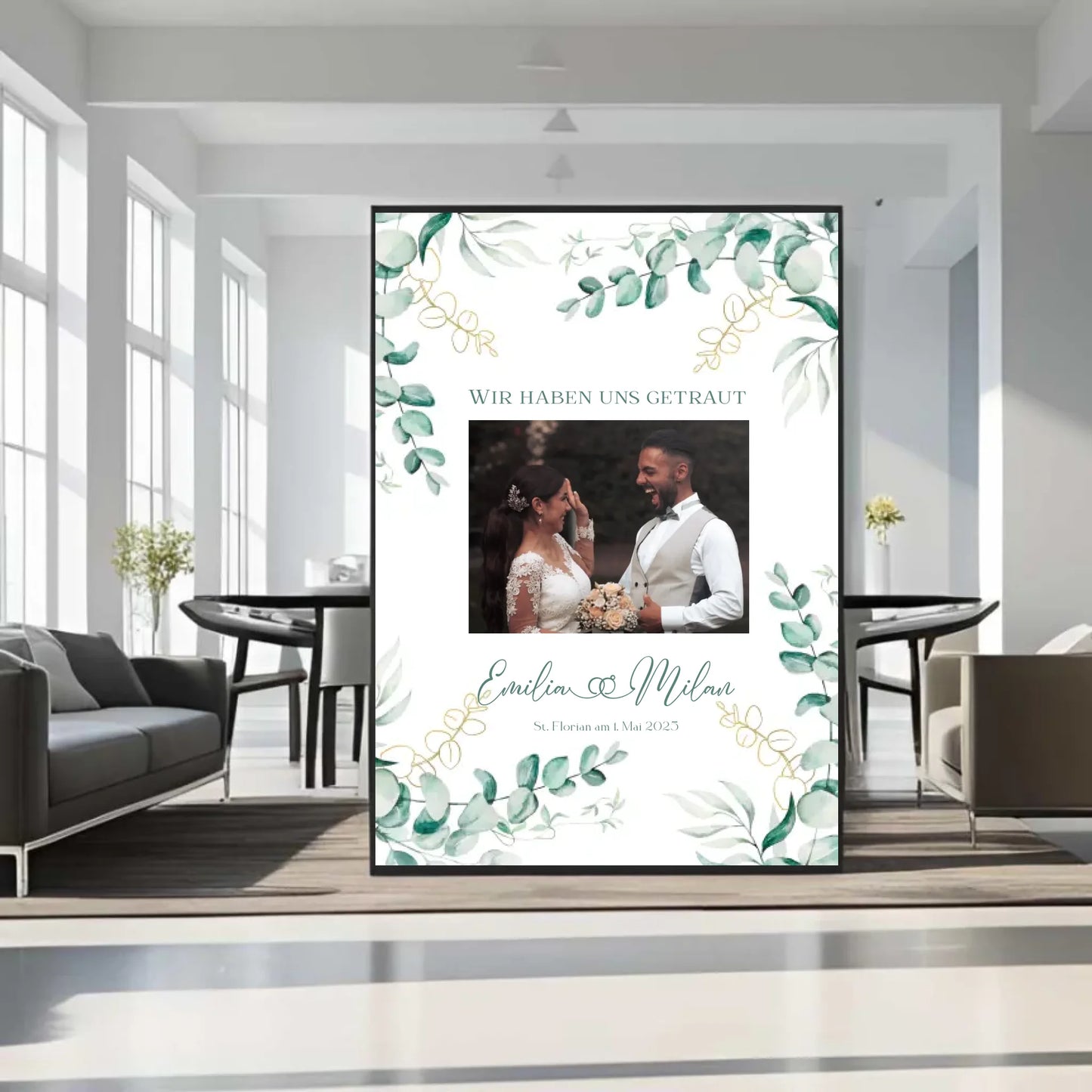 Personalisiertes Poster zur Hochzeit - mit eigenem Bild und individuellem Text - Motiv Druck mit Premium Semi-Glossy Poster - halbglänzend auf nachhaltigem Papier halbglänzend