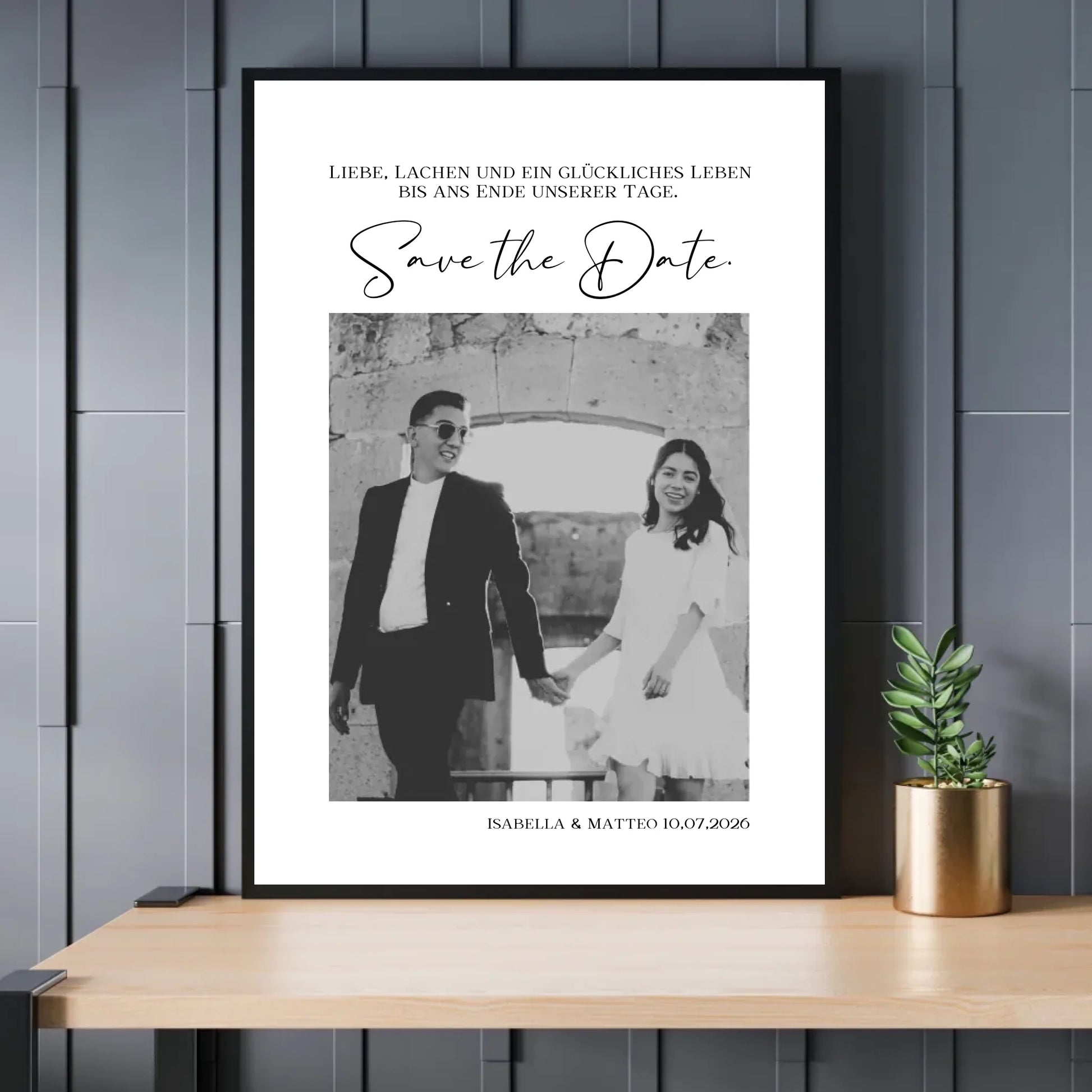 Personalisiertes Poster - Save the Date - Ankündigung der Hochzeit mit Bild und Text -