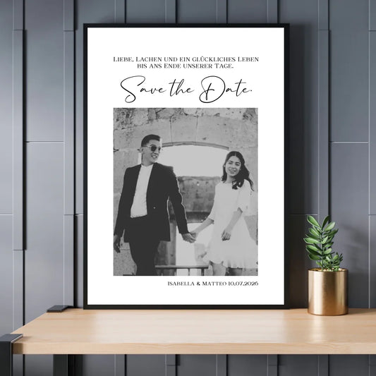 Personalisiertes Poster - Save the Date - Ankündigung der Hochzeit mit Bild und Text -