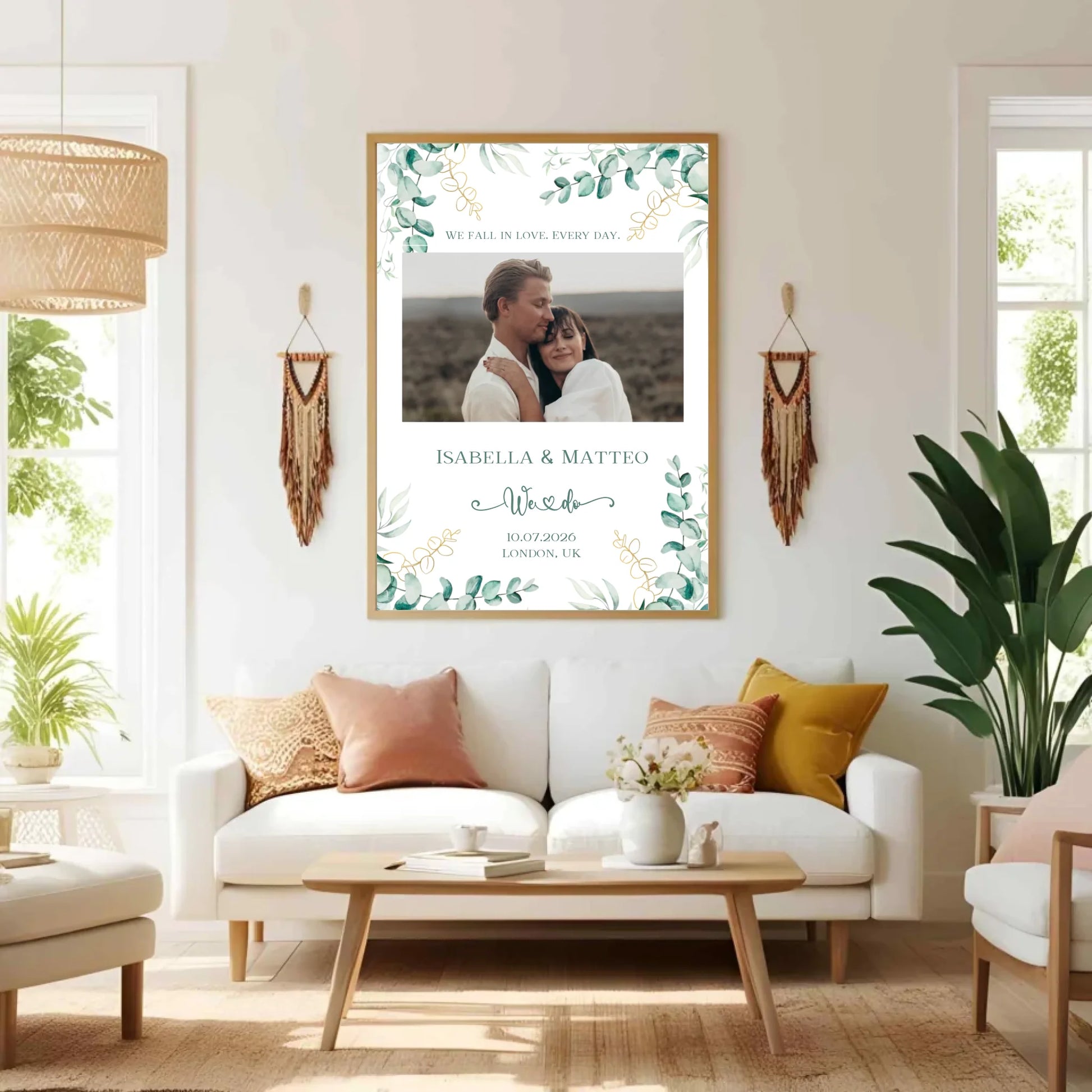 Personalisiertes Poster zur Hochzeit - We fall in love. Every day - mit eigenem Bild und persönlichen Daten -