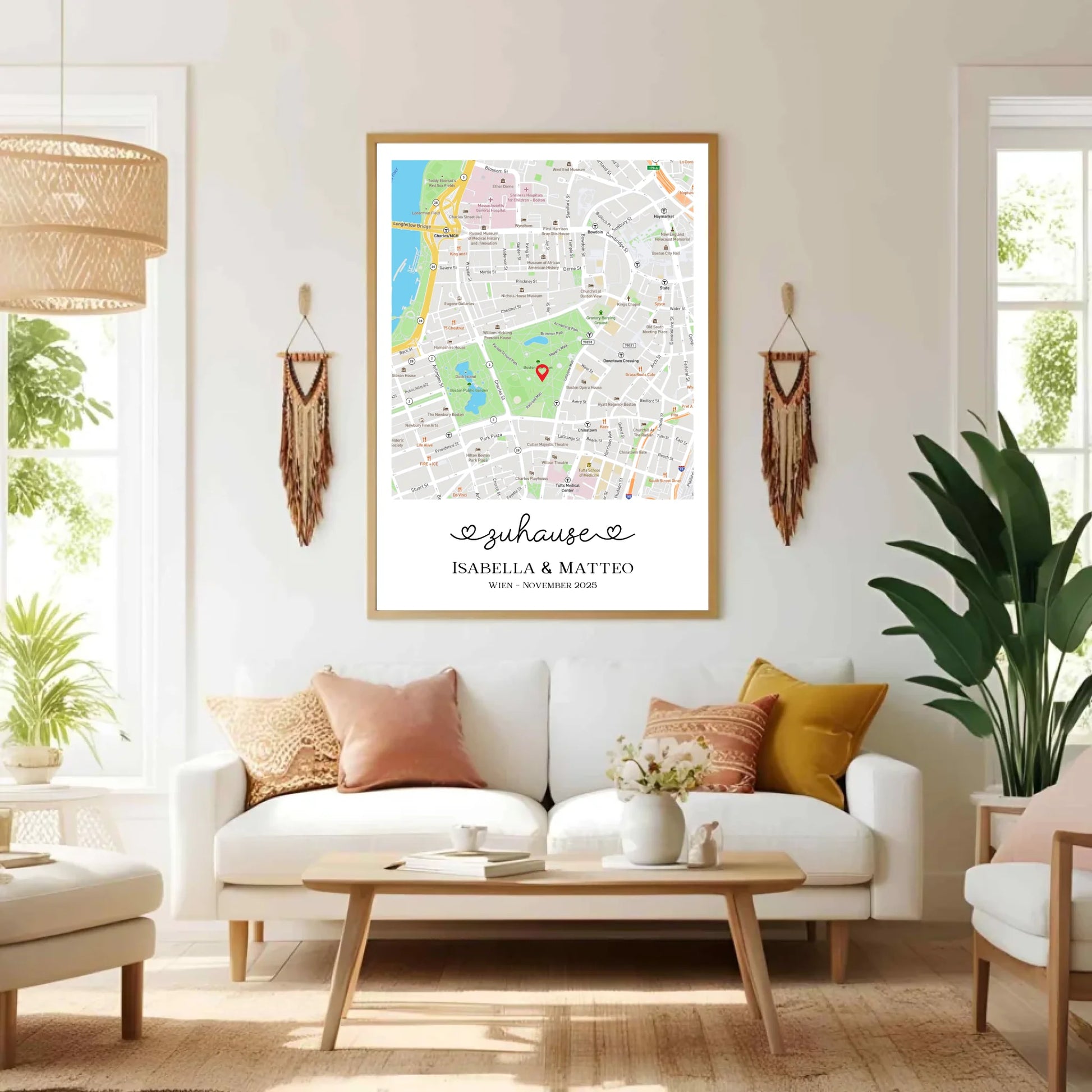 Personalisierte Straßenkarte mit schöner Überschrift, Namen und Ort -
