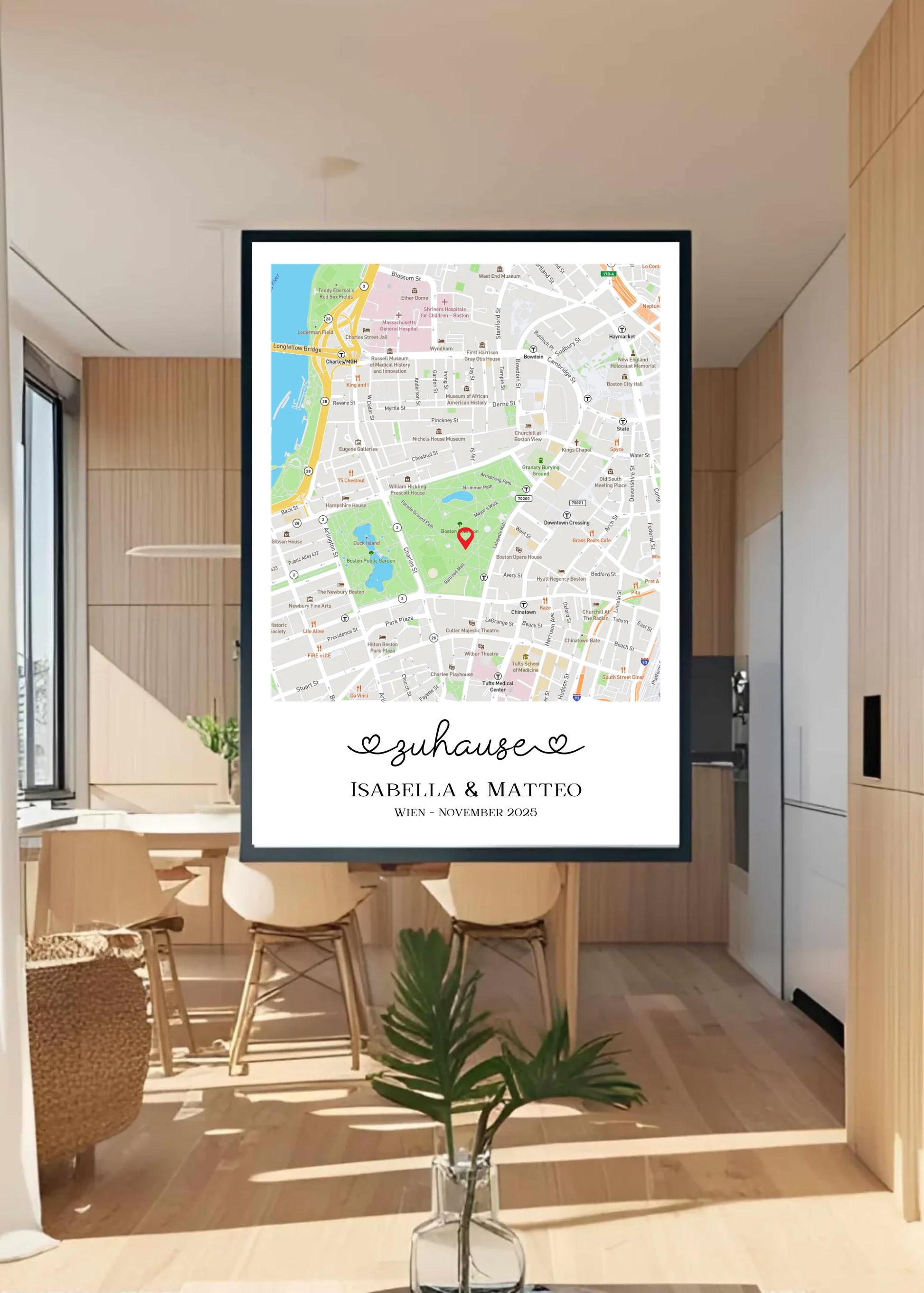 Personalisierte Straßenkarte mit schöner Überschrift, Namen und Ort -