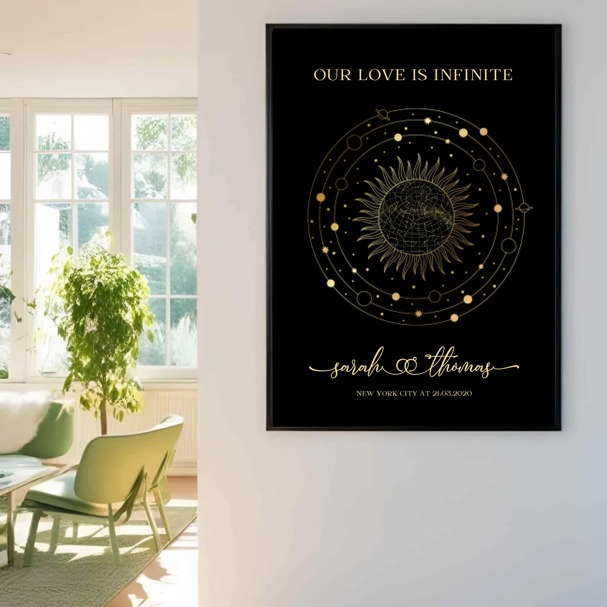 Personalisierte Sternenkarte zur Hochzeit - Unsere Liebe ist grenzenlos -